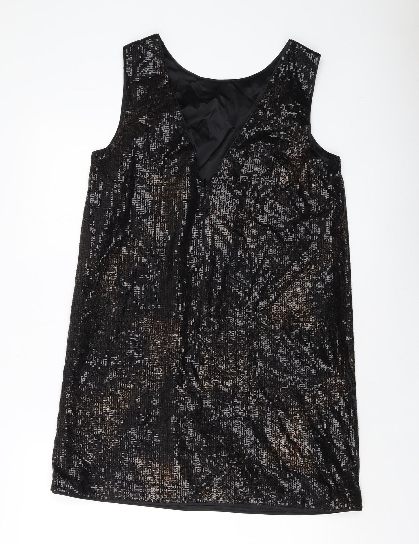 NEXT Womens Black Polyester Tank Dress Size 12 Round Neck Zip