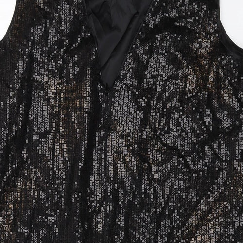 NEXT Womens Black Polyester Tank Dress Size 12 Round Neck Zip