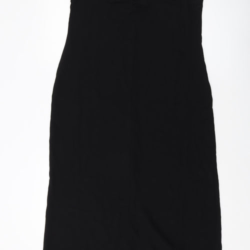 H&M Womens Black Polyester Tank Dress Size M V-Neck Pullover