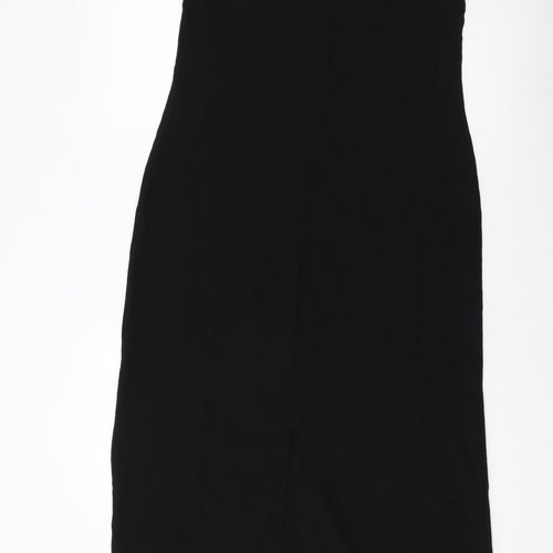 H&M Womens Black Polyester Tank Dress Size M V-Neck Pullover