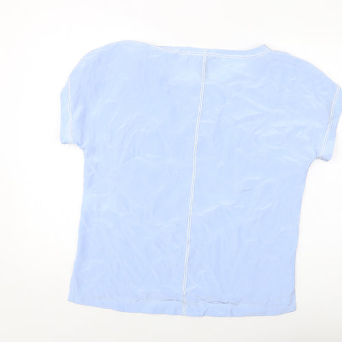Marc Cain Womens Blue Polyester Basic T-Shirt Size 4 Round Neck