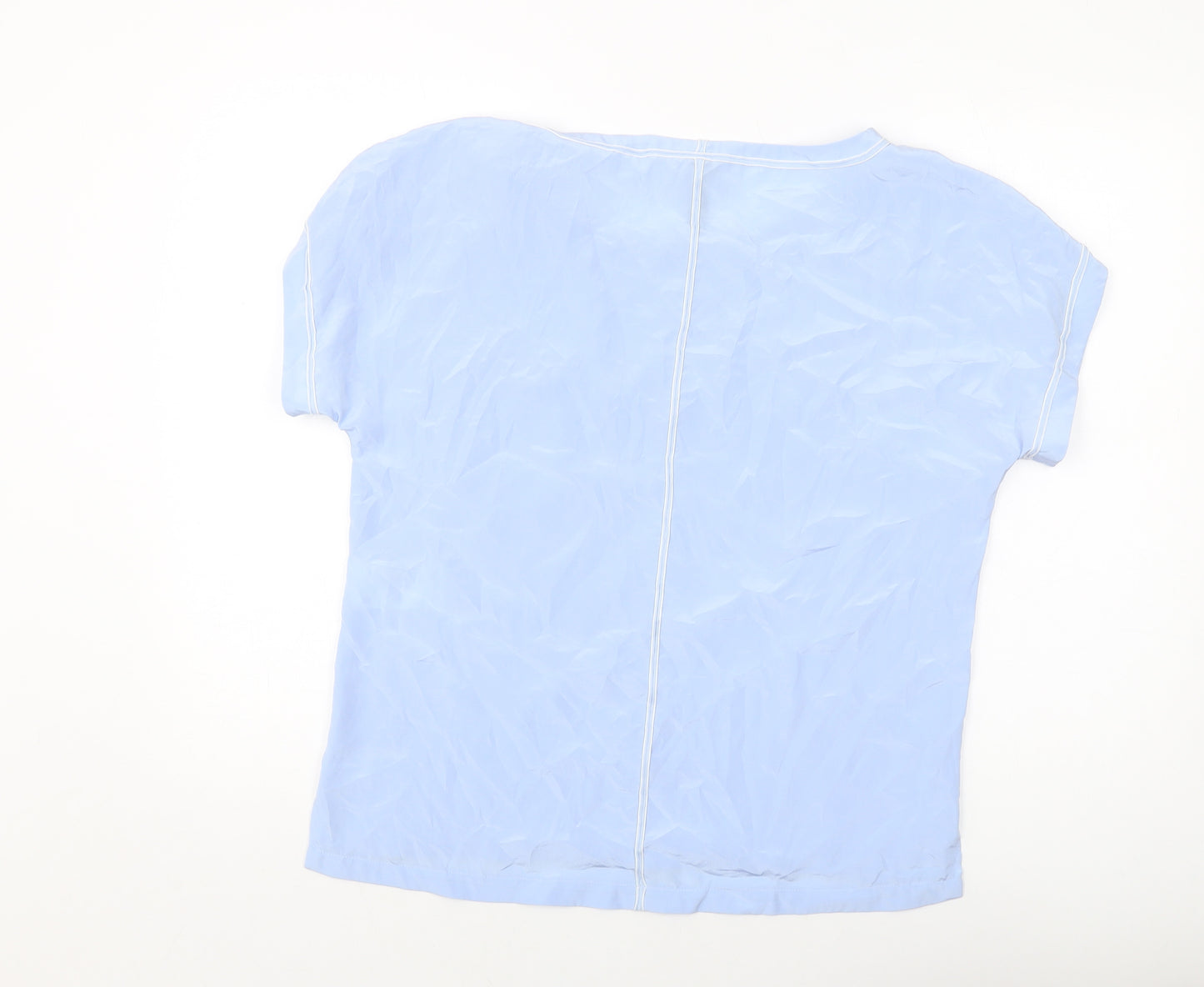 Marc Cain Womens Blue Polyester Basic T-Shirt Size 4 Round Neck
