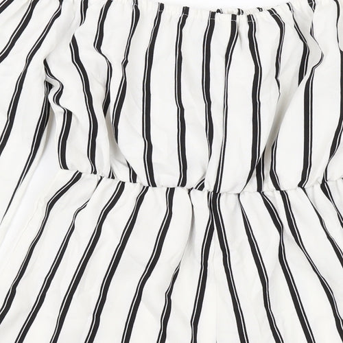 Missguided Womens Ivory Striped Polyester Playsuit One-Piece Size 4 Pullover