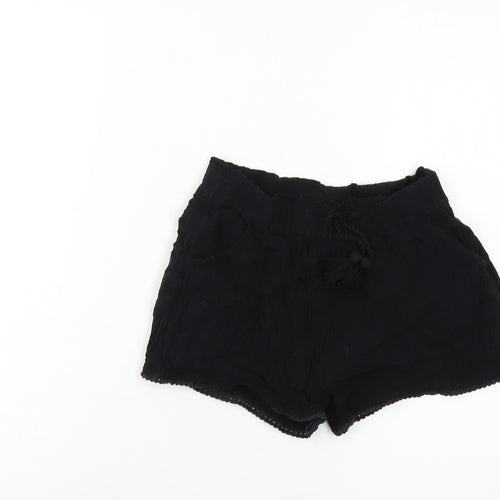 NEXT Girls Black Viscose Sweat Shorts Size 12 Years Regular Drawstring