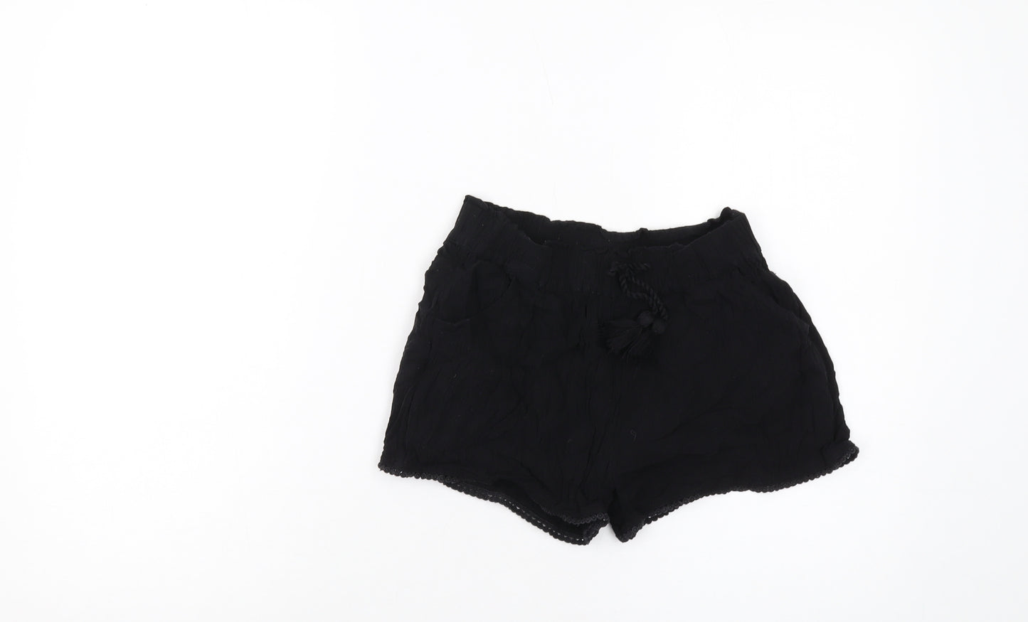 NEXT Girls Black Viscose Sweat Shorts Size 12 Years Regular Drawstring