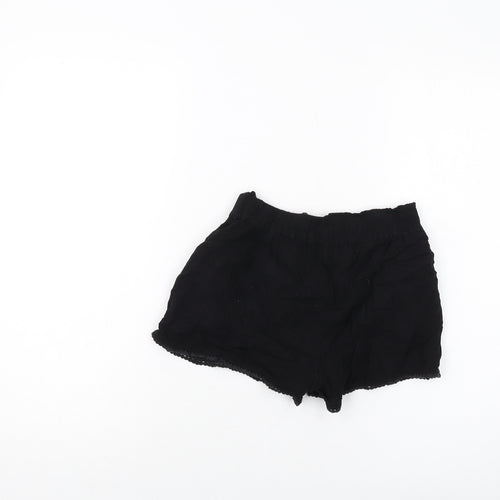 NEXT Girls Black Viscose Sweat Shorts Size 12 Years Regular Drawstring