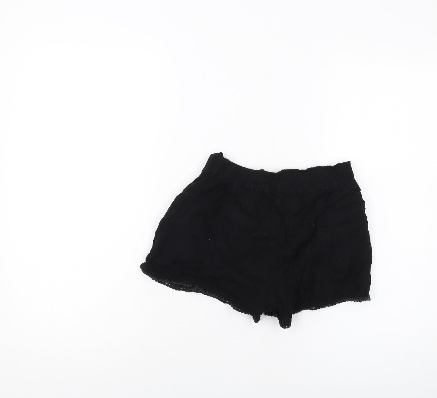 NEXT Girls Black Viscose Sweat Shorts Size 12 Years Regular Drawstring