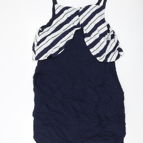 Mint Velvet Womens Blue Striped Polyester Tank Dress Size 14 Square Neck Zip