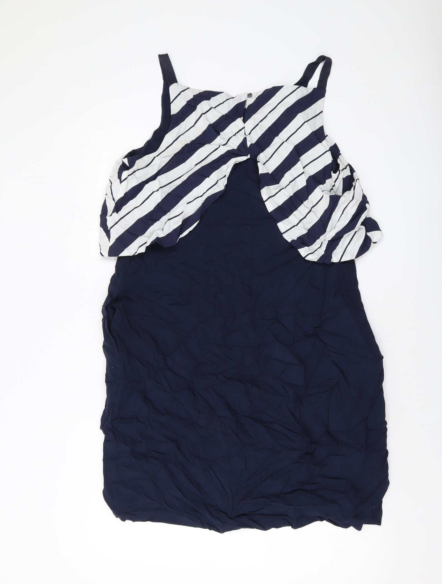 Mint Velvet Womens Blue Striped Polyester Tank Dress Size 14 Square Neck Zip