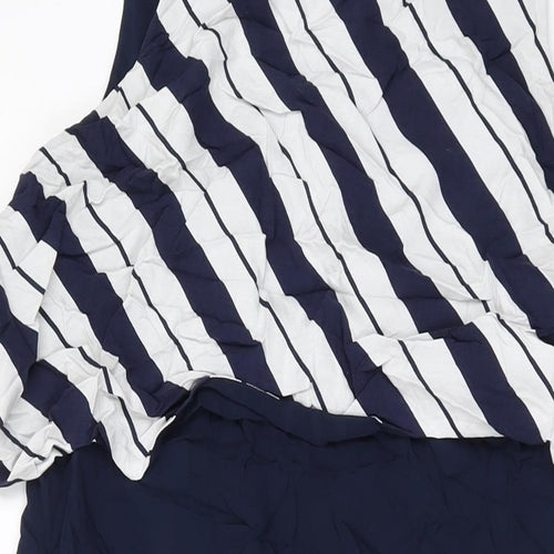 Mint Velvet Womens Blue Striped Polyester Tank Dress Size 14 Square Neck Zip