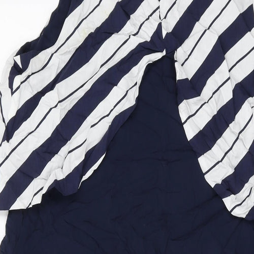 Mint Velvet Womens Blue Striped Polyester Tank Dress Size 14 Square Neck Zip