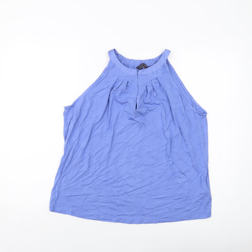 Marks and Spencer Womens Blue Viscose Basic Tank Size 14 Round Neck