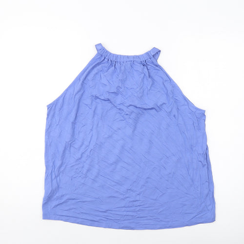 Marks and Spencer Womens Blue Viscose Basic Tank Size 14 Round Neck