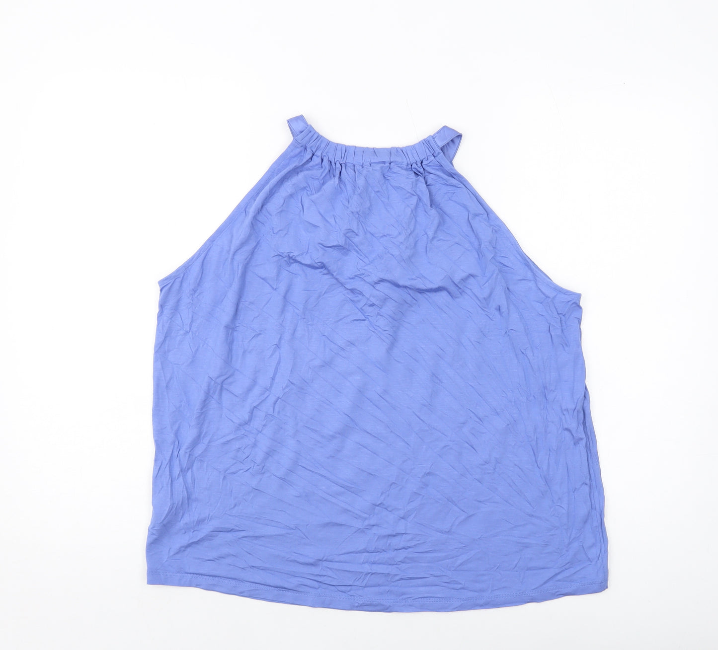 Marks and Spencer Womens Blue Viscose Basic Tank Size 14 Round Neck
