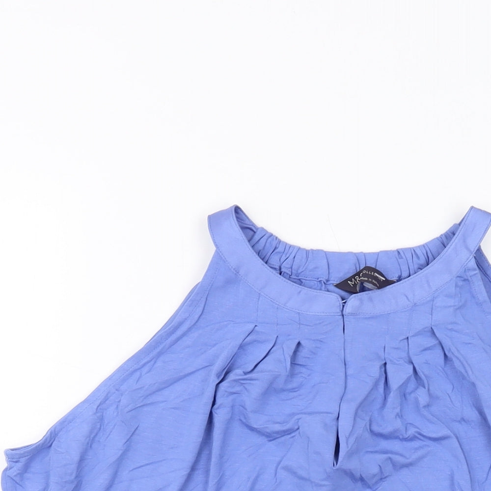 Marks and Spencer Womens Blue Viscose Basic Tank Size 14 Round Neck