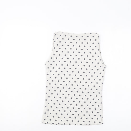 Zara Womens Ivory Polka Dot Polyamide Basic Tank Size S Scoop Neck