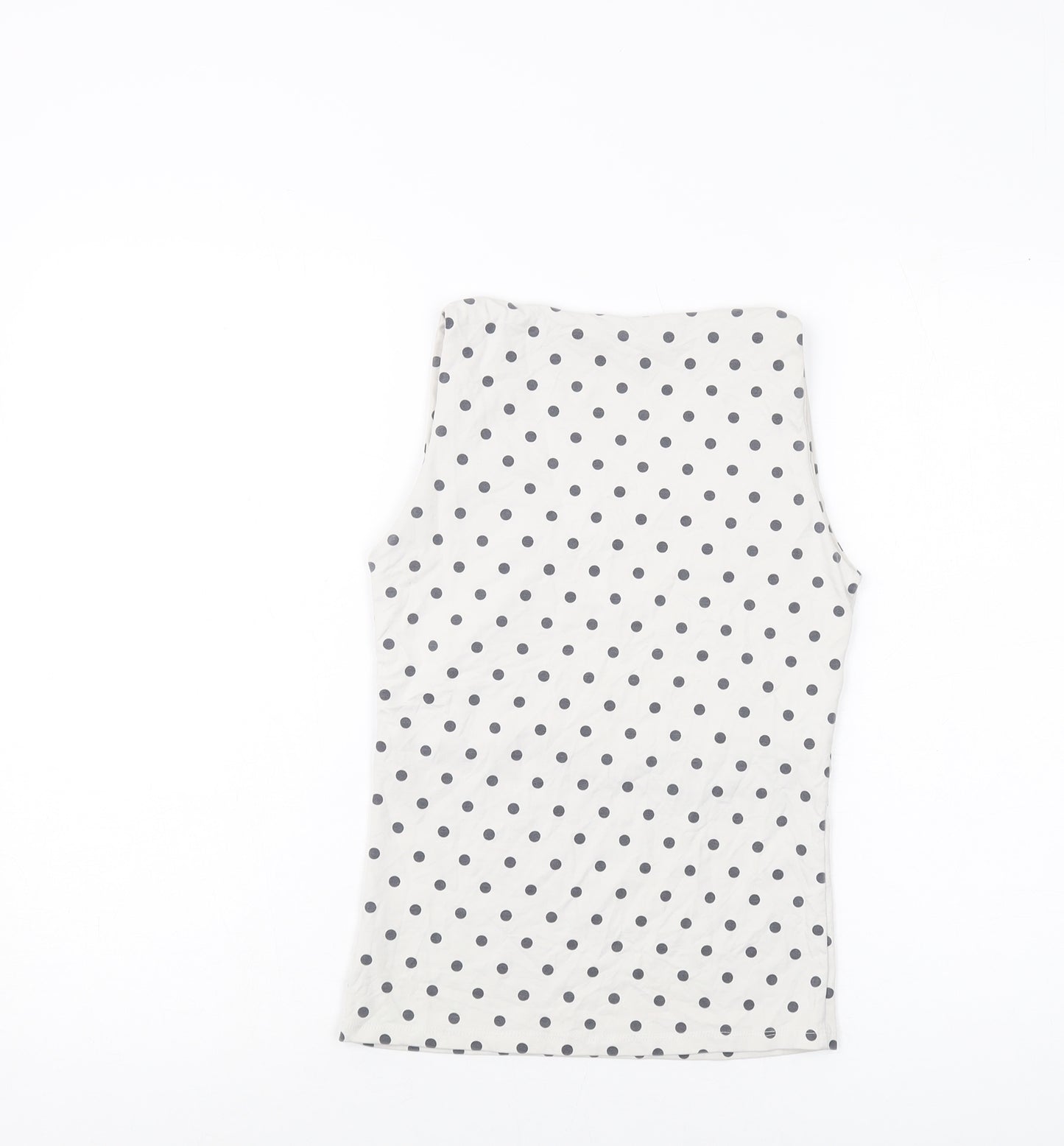 Zara Womens Ivory Polka Dot Polyamide Basic Tank Size S Scoop Neck