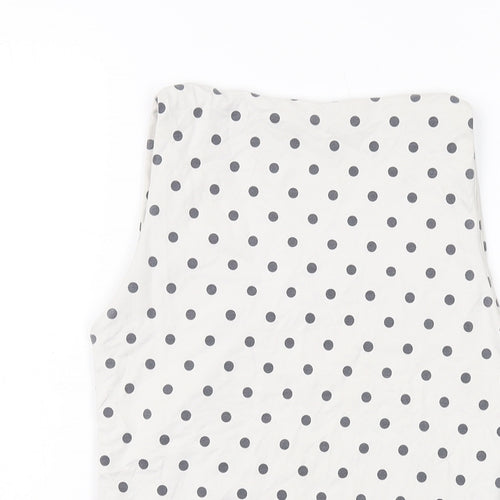Zara Womens Ivory Polka Dot Polyamide Basic Tank Size S Scoop Neck