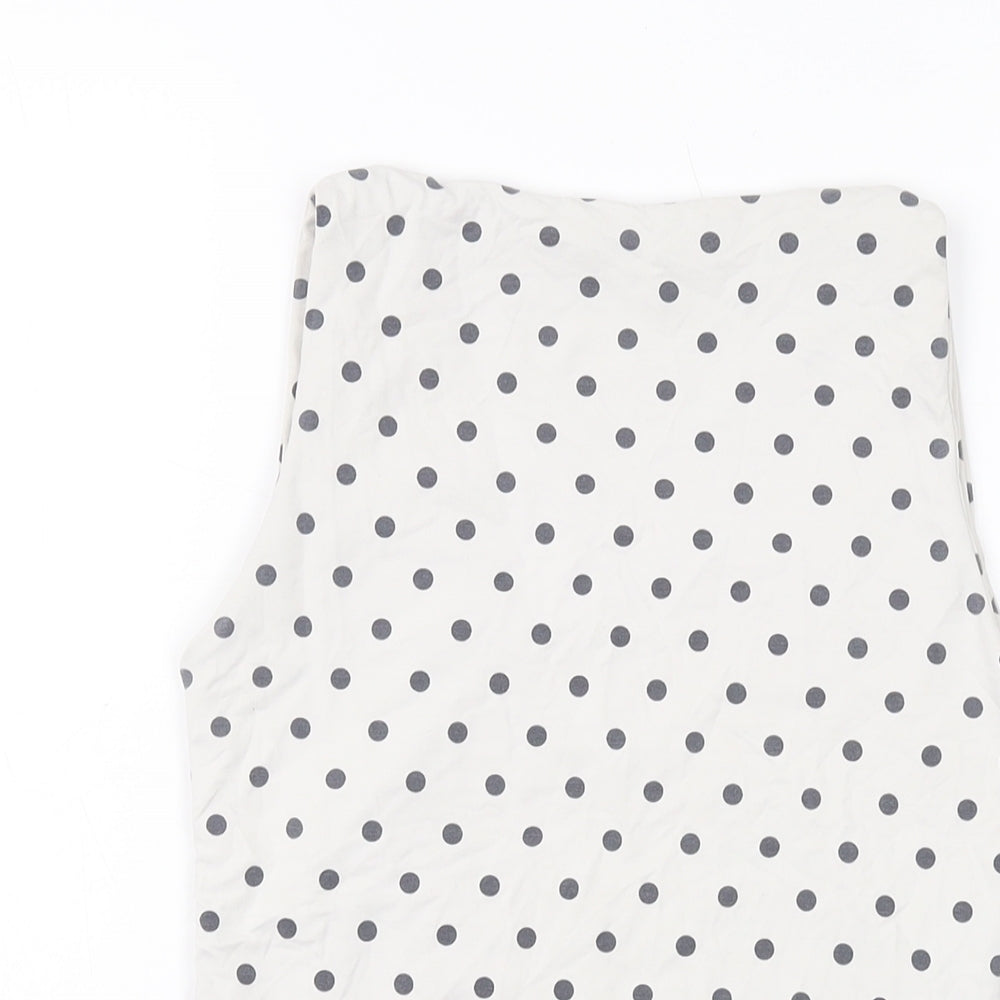 Zara Womens Ivory Polka Dot Polyamide Basic Tank Size S Scoop Neck