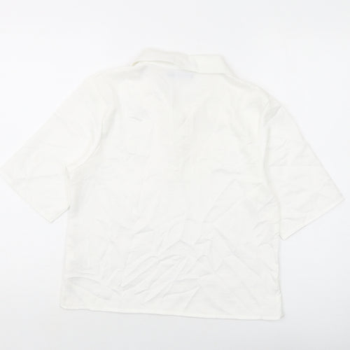 Nasty Gal Womens Ivory Polyester Basic T-Shirt Size 8 V-Neck