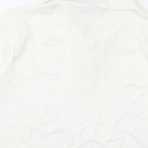 Nasty Gal Womens Ivory Polyester Basic T-Shirt Size 8 V-Neck