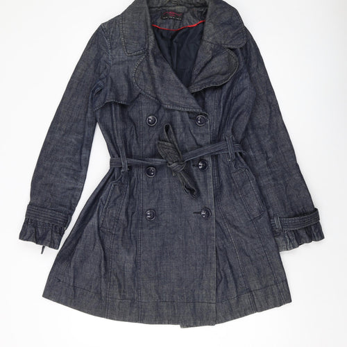New Look Womens Blue Overcoat Coat Size 10 Button