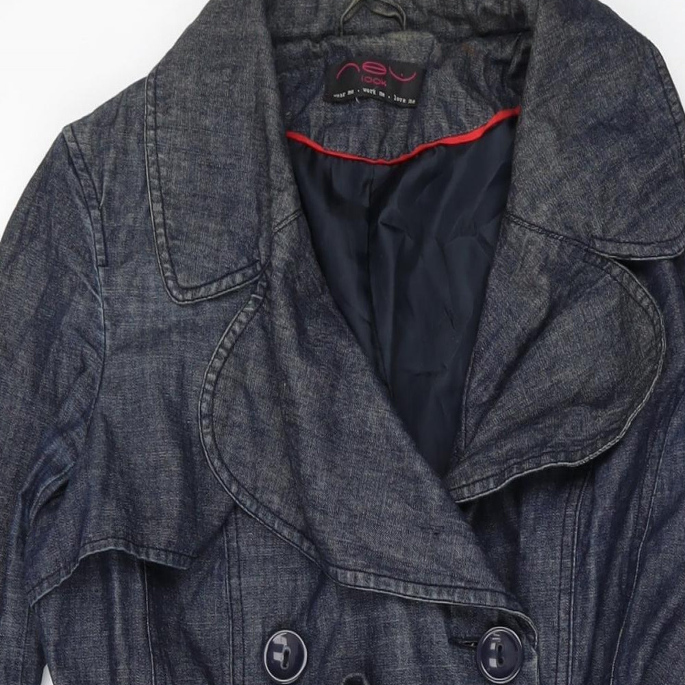 New Look Womens Blue Overcoat Coat Size 10 Button