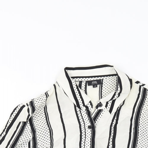 River Island Womens Ivory Striped Viscose Basic Button-Up Size 10 Collared