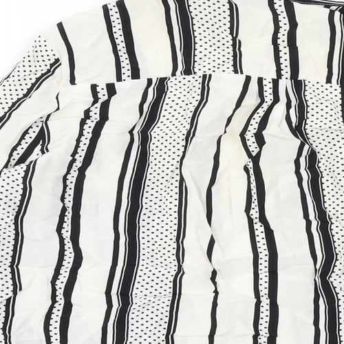River Island Womens Ivory Striped Viscose Basic Button-Up Size 10 Collared