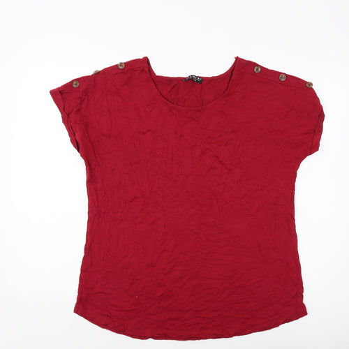 Selec Womens Red Viscose Basic T-Shirt Size 18 Round Neck