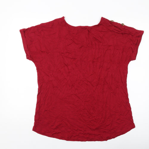 Selec Womens Red Viscose Basic T-Shirt Size 18 Round Neck