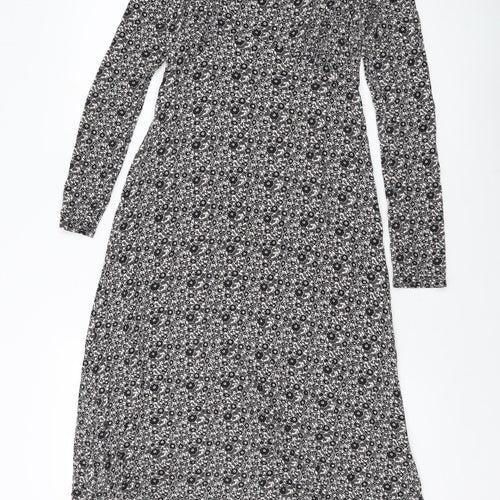 New Look Womens Black Geometric Viscose A-Line Size 10 Round Neck Pullover