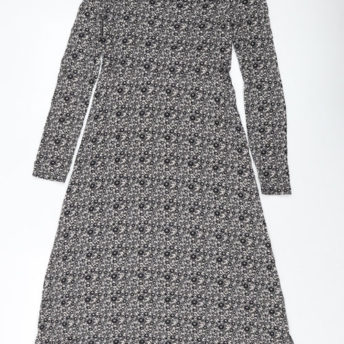 New Look Womens Black Geometric Viscose A-Line Size 10 Round Neck Pullover