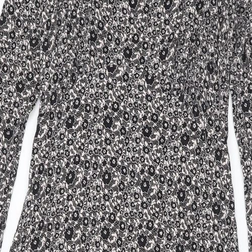 New Look Womens Black Geometric Viscose A-Line Size 10 Round Neck Pullover