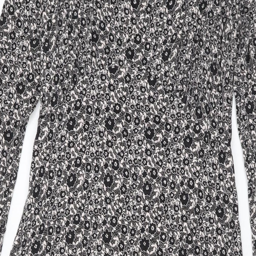 New Look Womens Black Geometric Viscose A-Line Size 10 Round Neck Pullover