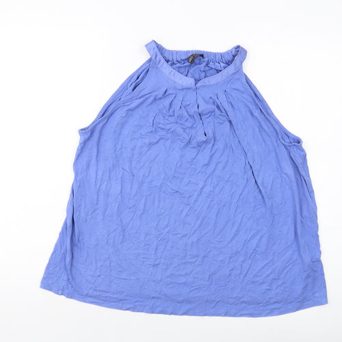 Marks and Spencer Womens Blue Viscose Basic Tank Size 18 Round Neck