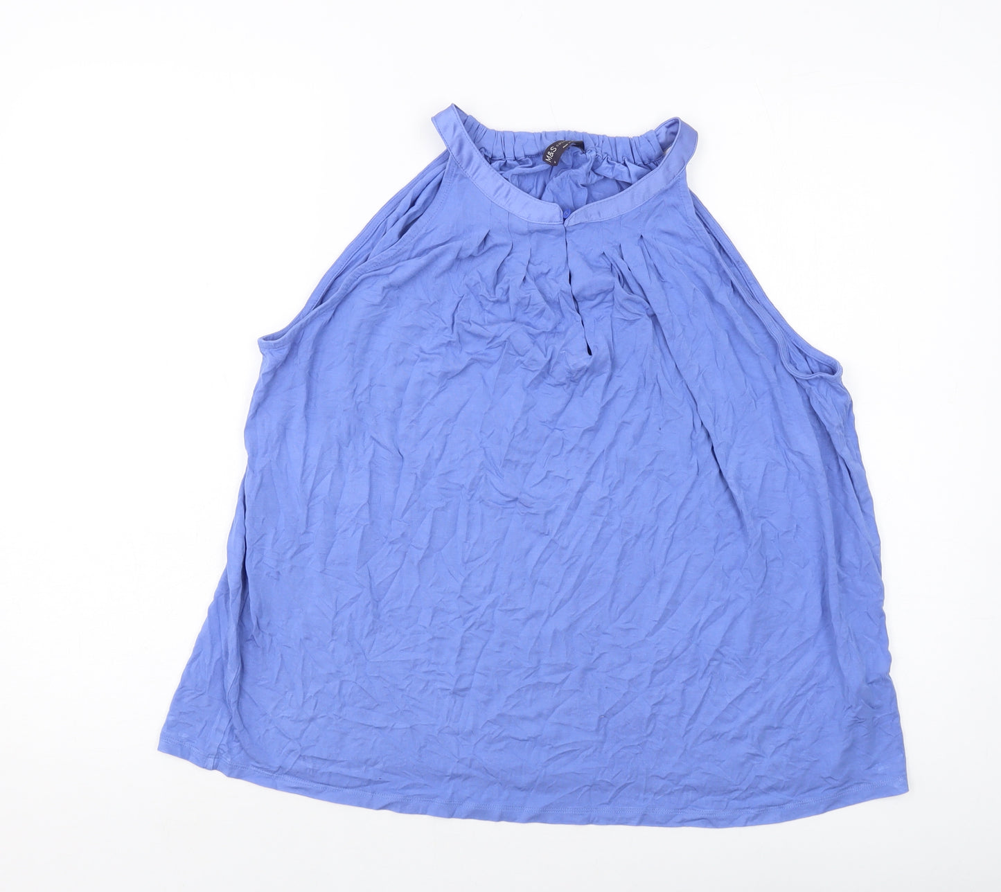 Marks and Spencer Womens Blue Viscose Basic Tank Size 18 Round Neck