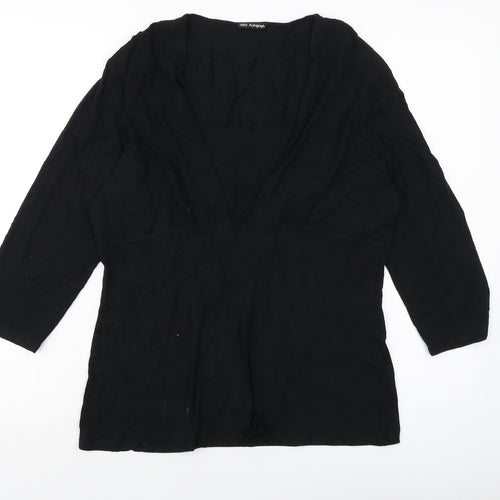Autograph Womens Black Viscose Basic Blouse Size 18 Round Neck
