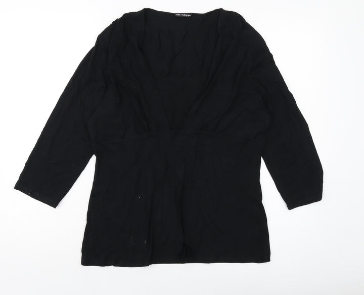 Autograph Womens Black Viscose Basic Blouse Size 18 Round Neck