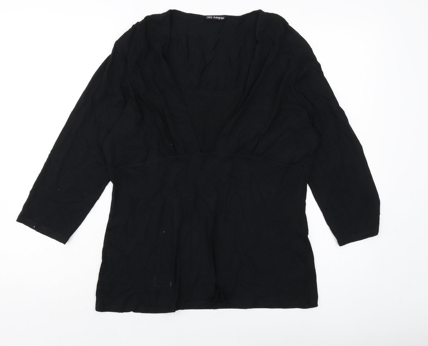 Autograph Womens Black Viscose Basic Blouse Size 18 Round Neck