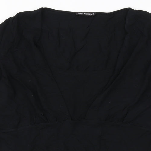 Autograph Womens Black Viscose Basic Blouse Size 18 Round Neck