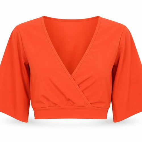 Nasty Gal Womens Orange Polyester Cropped Blouse Size 10 V-Neck