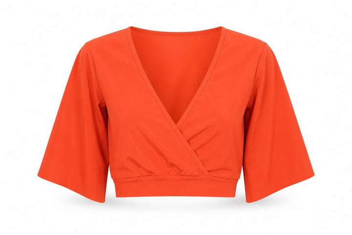 Nasty Gal Womens Orange Polyester Cropped Blouse Size 10 V-Neck