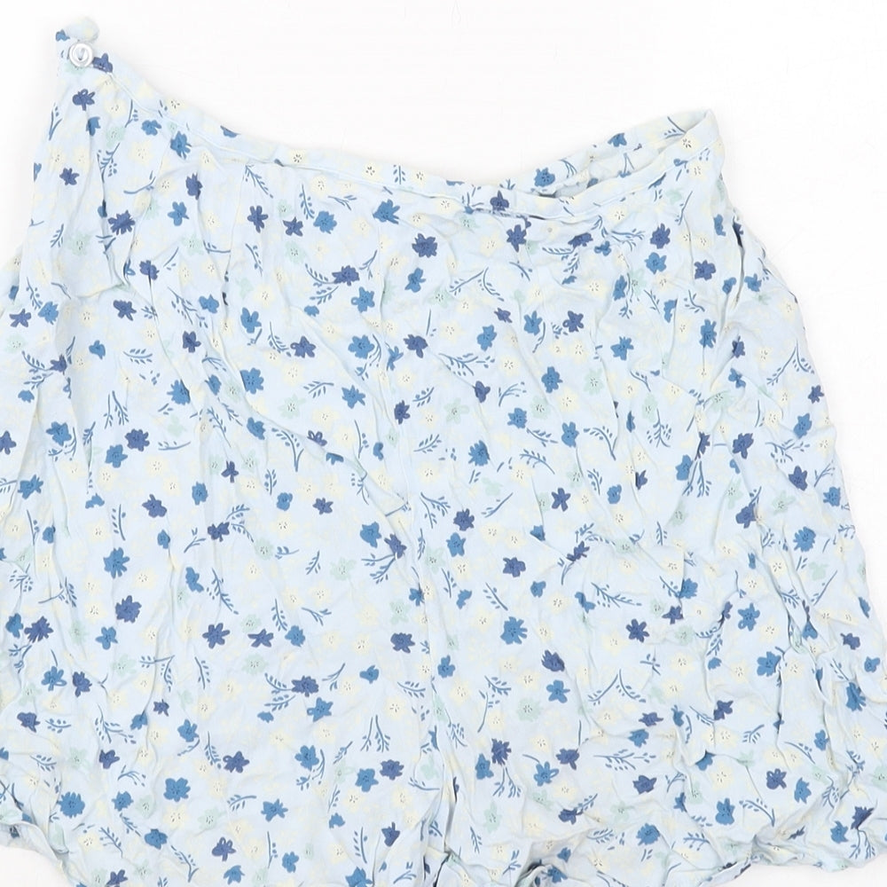 NEXT Womens Blue Floral Vinyl Basic Shorts Size 12 L3 in Regular Zip