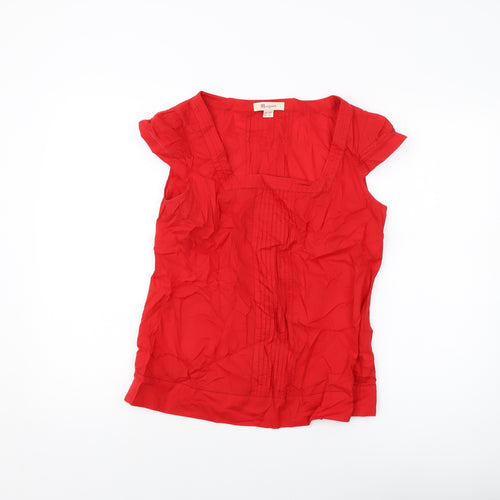 Monsoon Womens Red Cotton Basic T-Shirt Size 12 Square Neck