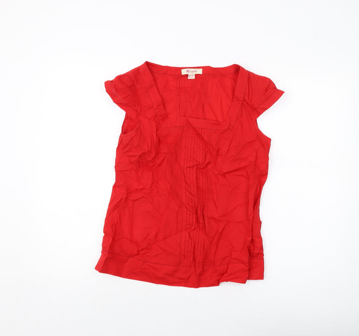 Monsoon Womens Red Cotton Basic T-Shirt Size 12 Square Neck