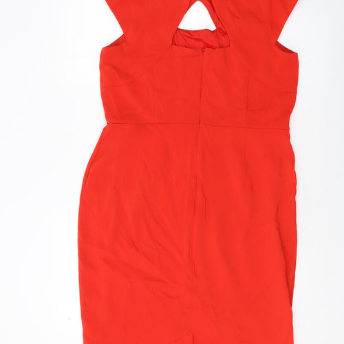 BHS Womens Red Polyester Sheath Size 16 Round Neck Button