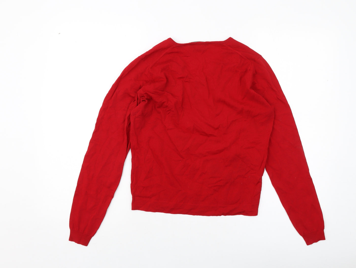 John Smedley Womens Red Round Neck Wool Pullover Jumper Size M