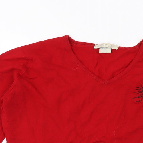 John Smedley Womens Red Round Neck Wool Pullover Jumper Size M