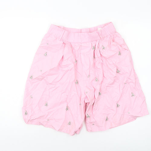 Zara Womens Pink Cotton Bermuda Shorts Size M L9 in Regular Pull On